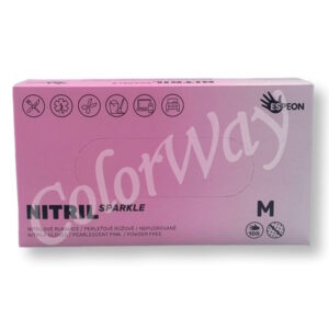 Espeon Sparkle Pearlescent Pink Nitrile Powder-Free Gloves Size M | Box of 100