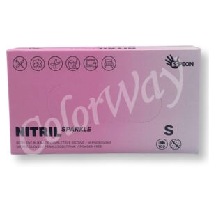 Espeon Sparkle Pearlescent Pink Nitrile Powder-Free Gloves Size S | Box of 100